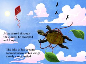 A turtle flies